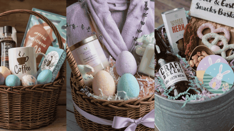 easter baskets for adults, creative easter baskets for adults, easter baskets for young adults, easter egg baskets, easter gift ideas, easter ideas, easter baskets for young adults